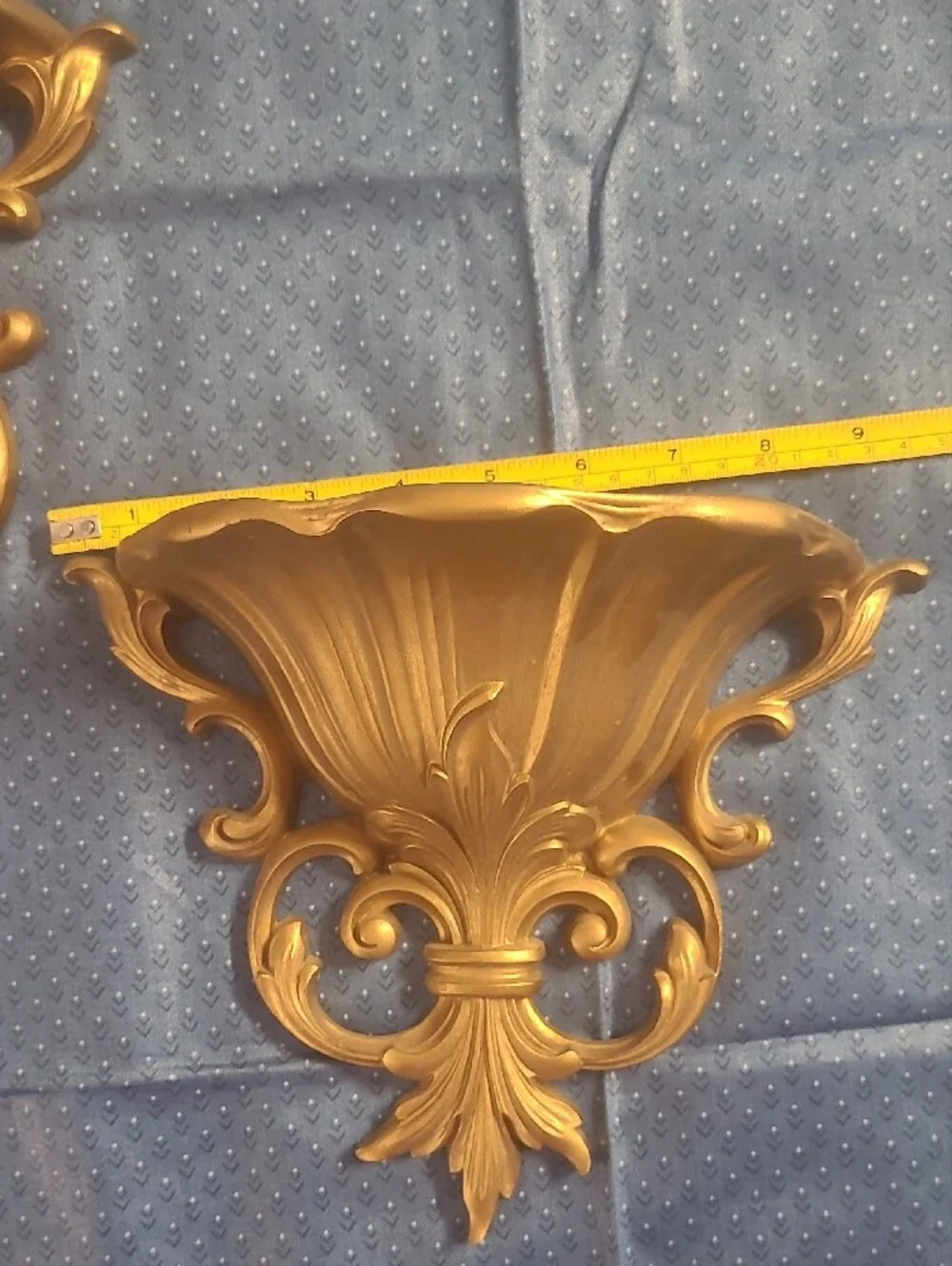 Ornate Gold Wall Sconces Pair - Decorative Shell Design